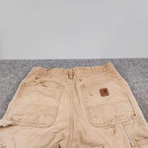 VTG Carhartt B111 Mens 31x34 Canvas Duck Flannel Lined Carpenter Pants SUN FADED - Picture 15 of 16
